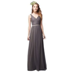 Monique Lhullier Bridesmaids Gray Tulle Dress Gown 26